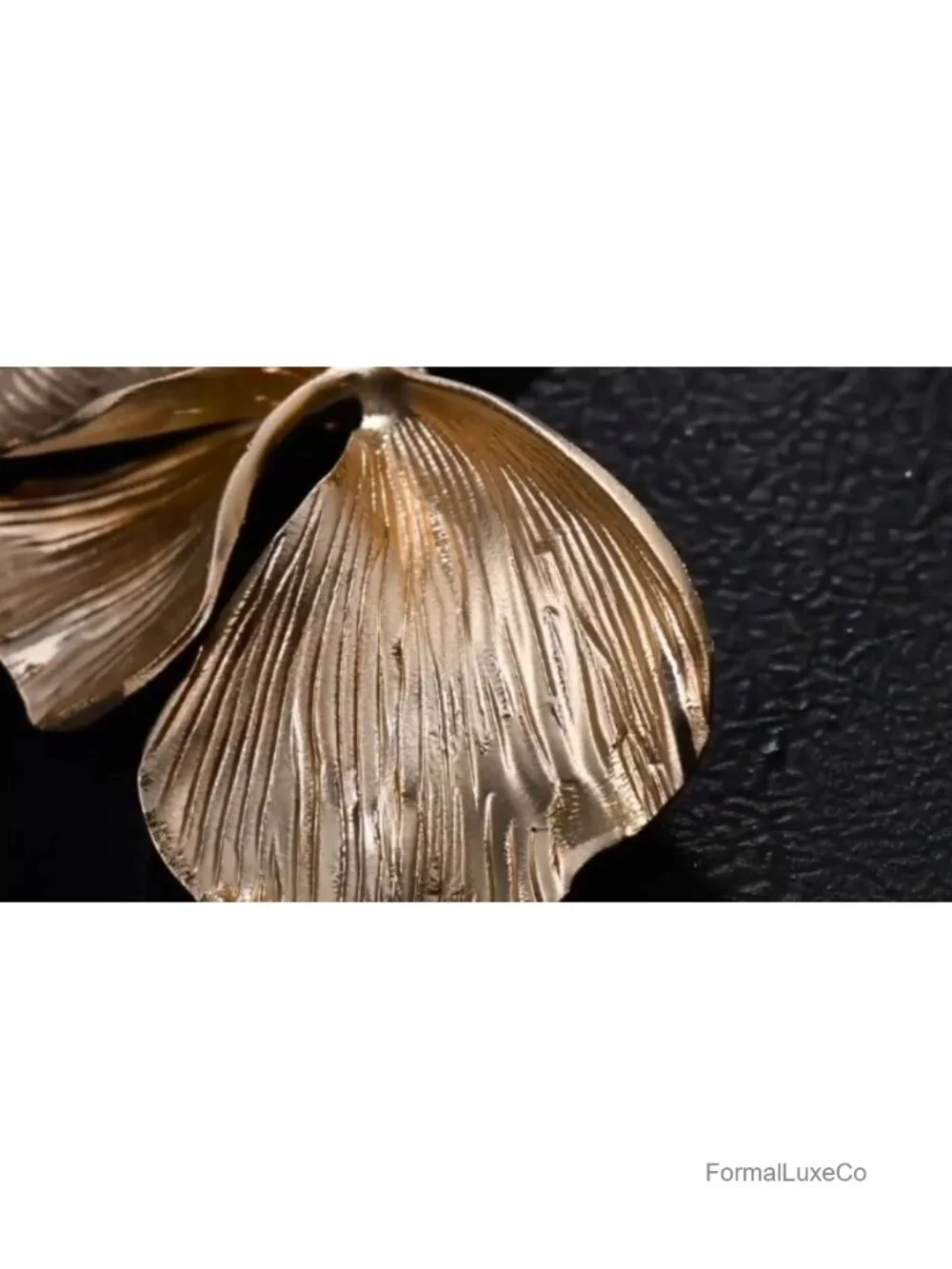18K Gold Plated Large Floral Drop Earrings Textured Statement Jewelry